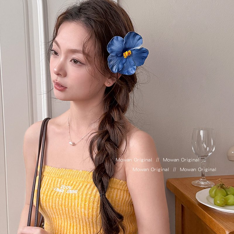 度假风扶桑花侧边发夹