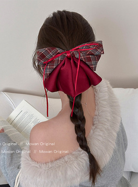 新年红色大号蝴蝶结发夹女后脑勺半扎发抓夹头饰发卡夹子高端发饰