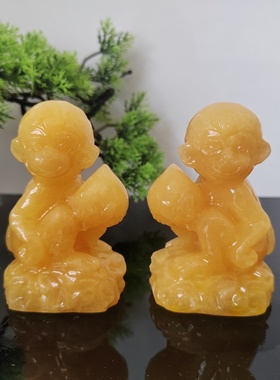 黄色玉石黑墨玉白玉猴子摆件生肖猴家居装饰客厅玄关招财风水摆设