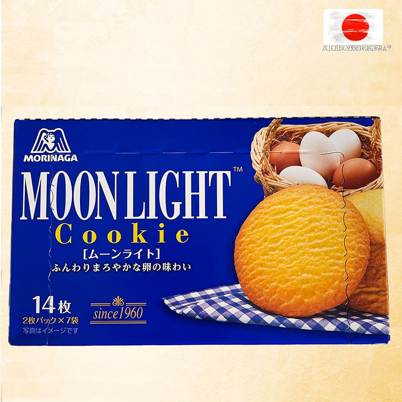 日本进口零食MORINAGA森永MOONLIGHT月亮鸡蛋曲奇饼干盒装14枚入