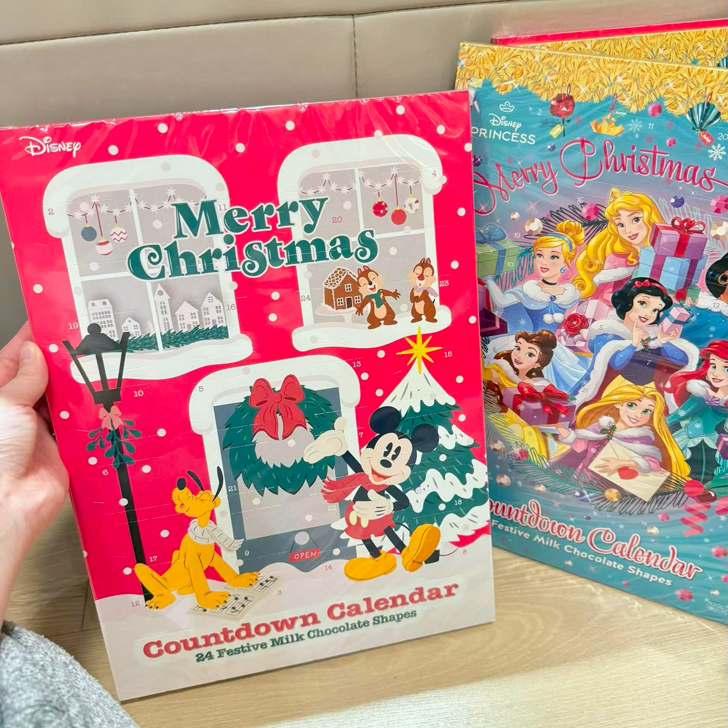 正版迪士尼米奇/公主日本进口德国倒数巧克力圣诞日历可剪裁装饰