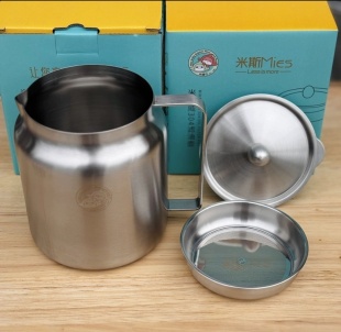 正品米斯304不锈钢小滤油壶1.4家用大容量厨房过滤油渣油罐同款2L