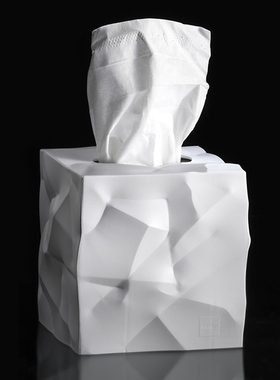 丹麦进口essey北欧方形褶皱纸巾盒创意面纸盒极简抽纸盒无底部TPE