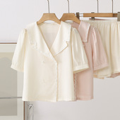 冰丝高级感开衫 夏季 短袖 短裤 可外穿 法式 家居服套装 睡衣女2025新款