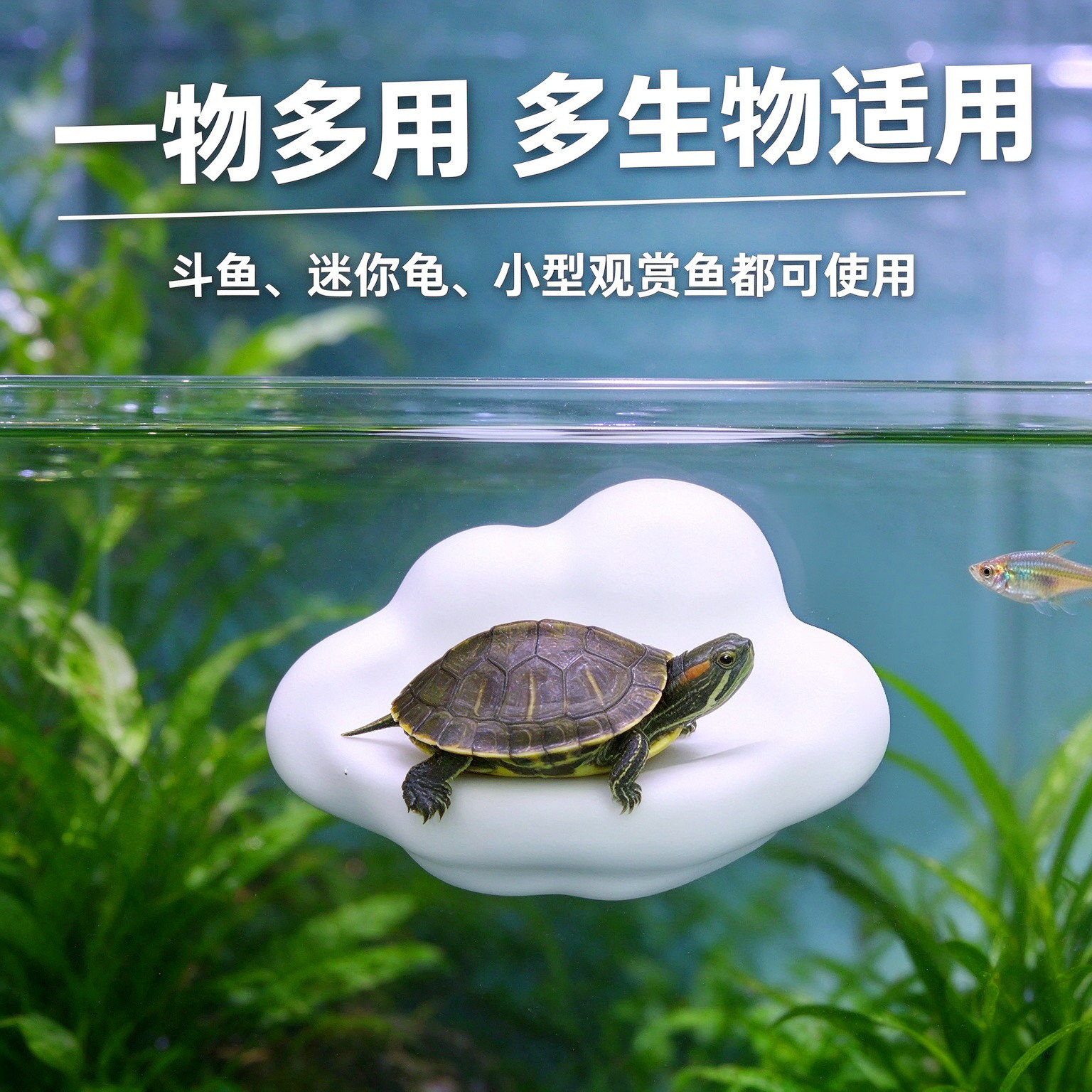 鱼缸乌龟休息平台云朵形状台造景装饰摆件换气停歇斗鱼停车坪透气