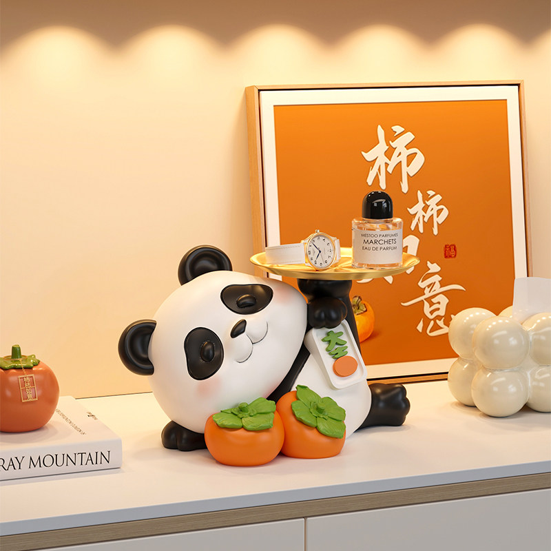 熊猫钥匙收纳玄关摆件装饰品入户进门置物架客厅乔迁新居搬家礼物