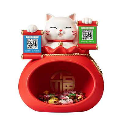花草堂招财猫摆件开业礼物收银台
