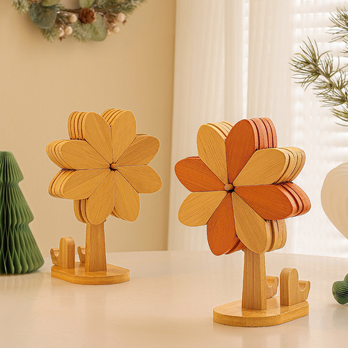 高级感风车隔热垫餐桌摆件创意家居好物实木防烫锅垫折叠杯垫碗垫