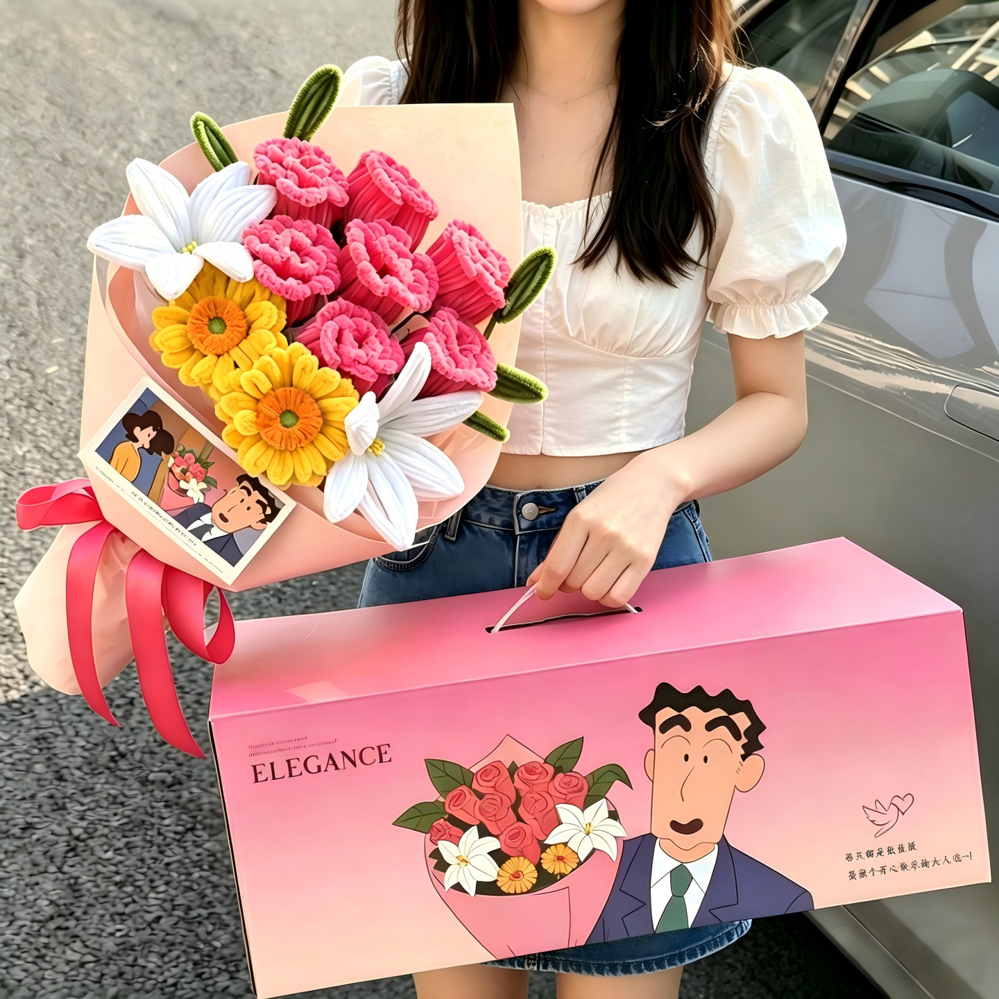 广志给美伢的花手工扭扭棒花束礼盒七夕情人节礼物送女友老婆生日