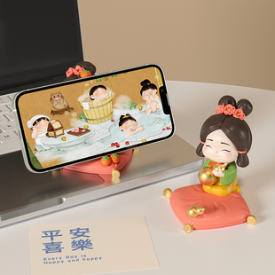 西安文创纪念品古风唐仕女手机支架办公室工位装 饰品摆件女生礼物