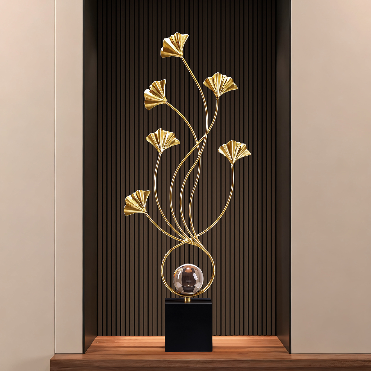 银杏叶入户玄关装饰摆件轻奢高档