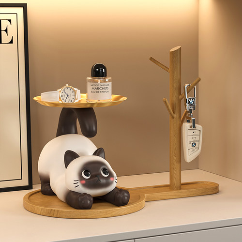 招财猫钥匙收纳玄关装饰摆件入户