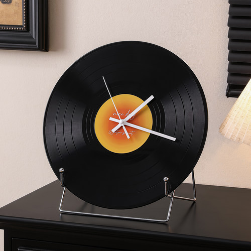 中古风复古黑胶唱片时钟桌面摆件