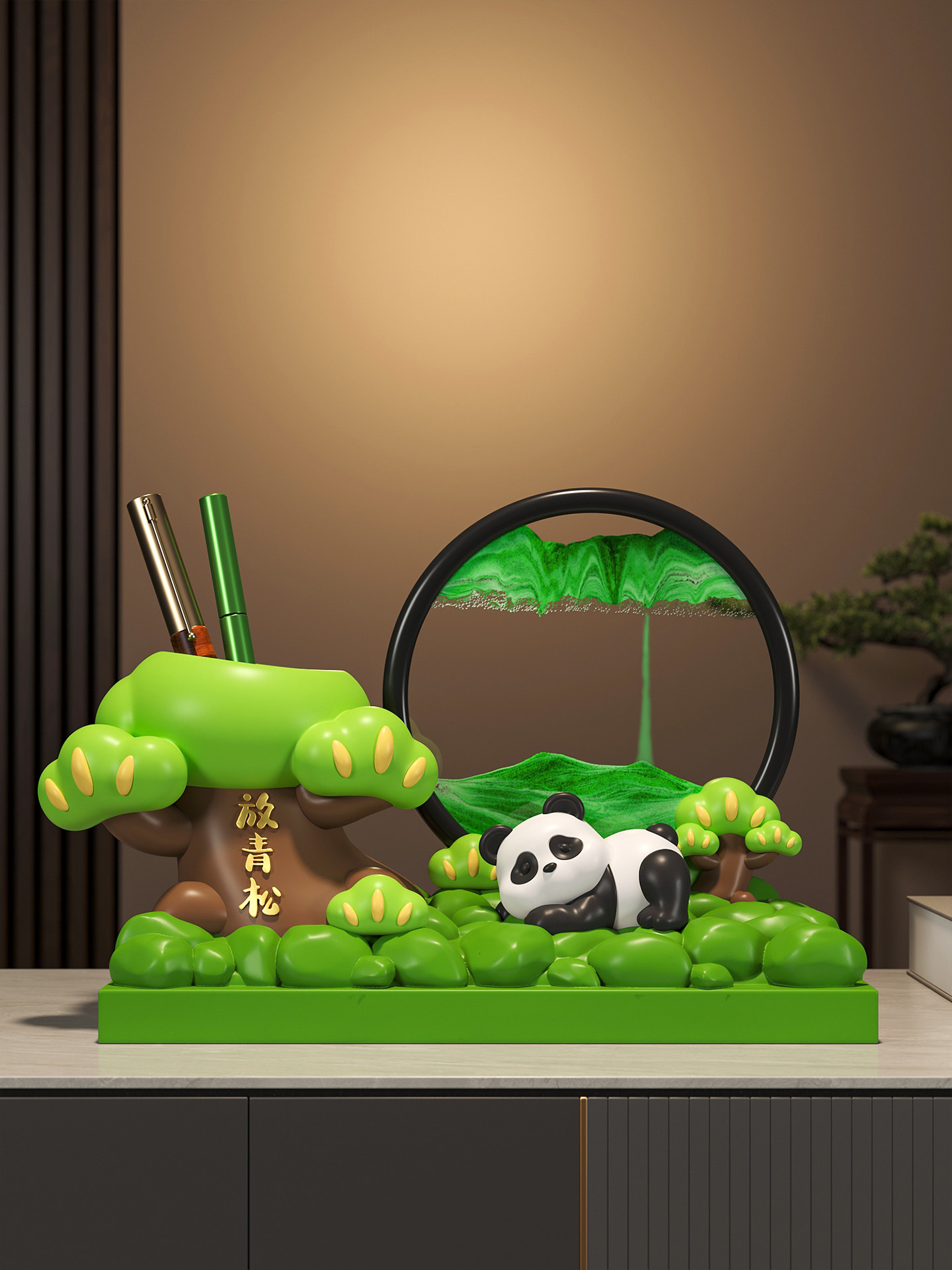 教师节礼物2025新款熊猫笔筒流沙画摆件办公桌面实用谢师礼送老师