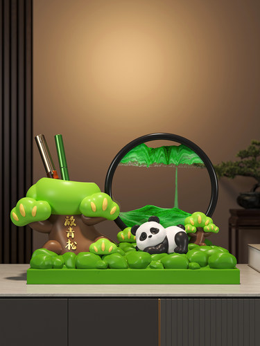教师节礼物2025新款熊猫笔筒流沙画摆件办公桌面实用谢师礼送老师
