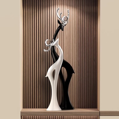 福禄双全轻奢高档大摆件玄关造景客厅入户进门入门高装饰品高级感