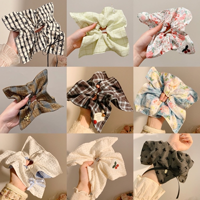 韩系温柔女蕾丝甜美花边方巾发圈