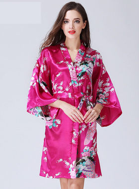 性感夏季中长款丝绸大码家居服