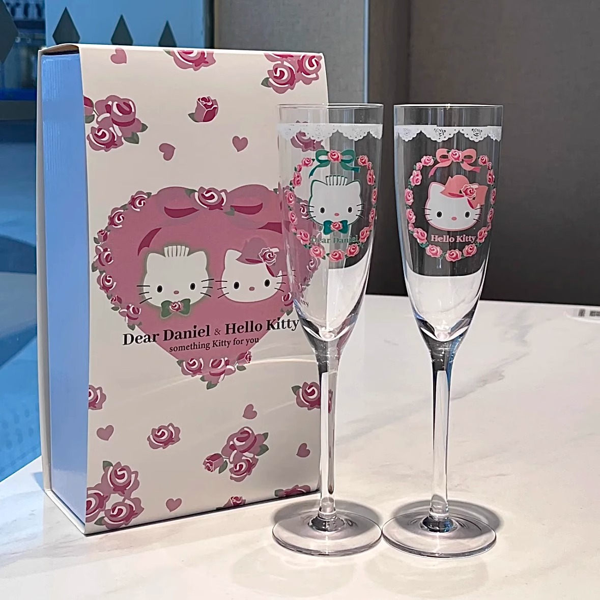 Hellokitty猫香槟高脚杯红酒对杯