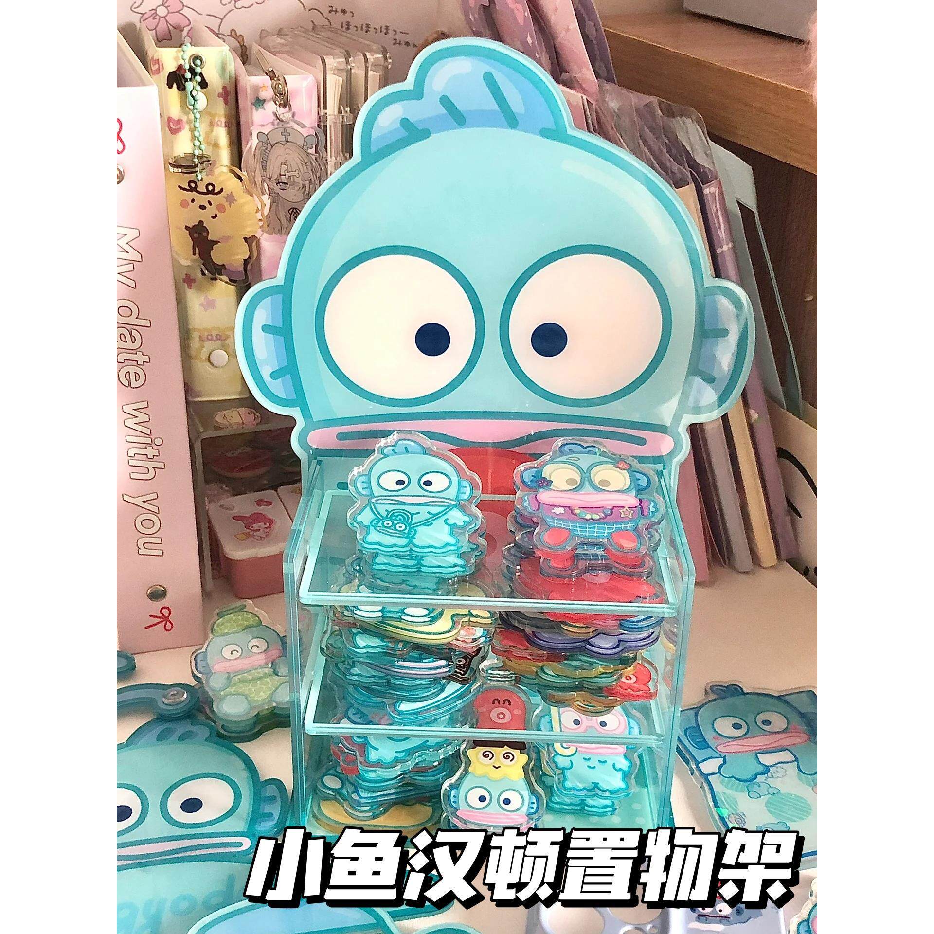 小红书同款社恐小丑鱼汉顿置物架半鱼人收纳架子亚克力卡通可爱