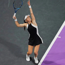 ParfoisTennis绝美网球裙黑白撞色修身运动连衣裙