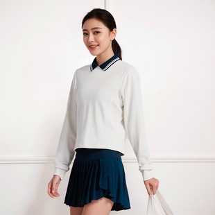 运动卫衣短款 PARFOISTENNIS女士2025春秋POLO领网球套头衫 上衣
