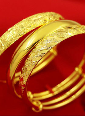 越南沙金手镯女久不掉色沙金首饰正品实心 金色黄金色