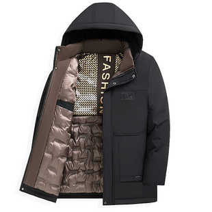 爸爸保暖棉服外套 加厚保暖可拆卸帽中老年人男装 冬装 棉衣外套男士