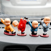 创意新功夫小和尚卡通禅意可爱沙弥树脂模型摆件汽车装 饰品家居