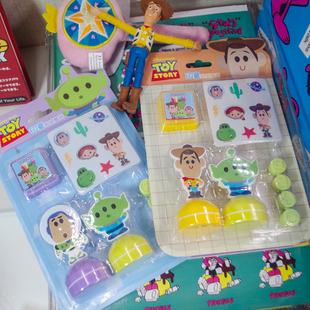 三眼仔印章贴纸套装手账印台玩具总动员toystory公仔手办人偶模型