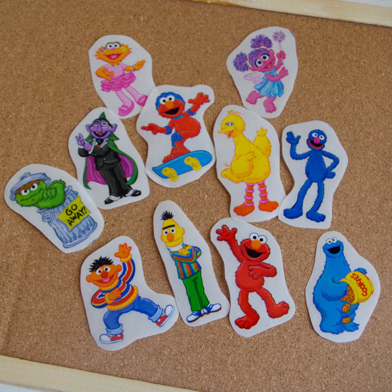 芝麻街透明pvc贴纸不干胶标签手账免裁剪sesame street艾莫饼干怪