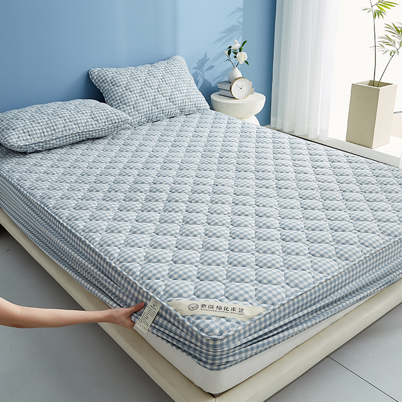 全棉床笠单件棉花床罩床垫保护罩150×180×200防尘防滑夹棉床套