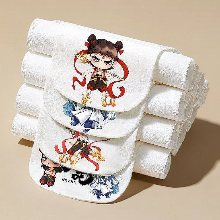 哪咤隔汗巾儿童纯棉吸汗巾幼儿园隔汗巾可绣名字宝宝男童女童垫背