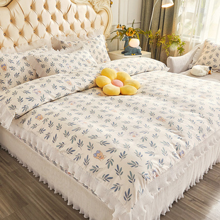 全棉被套单件花边小清新公主风200x230双人220x240cm四季 纯棉被罩