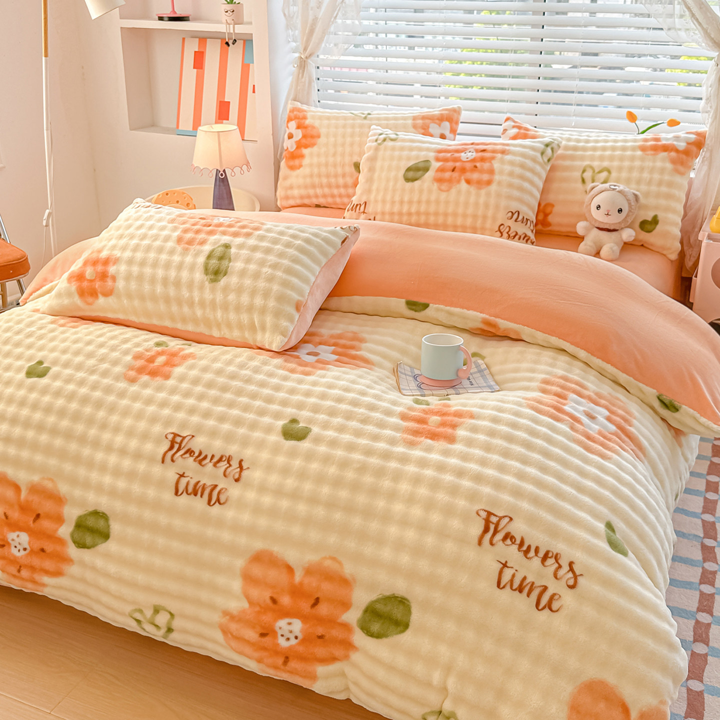 2025新款秋冬加厚牛奶绒泡泡绒四件套双面珊瑚法兰绒保暖被套床上,床上用品,床品套件/四件套/多件套,淘宝优惠券,粉丝福利购,淘宝优惠卷