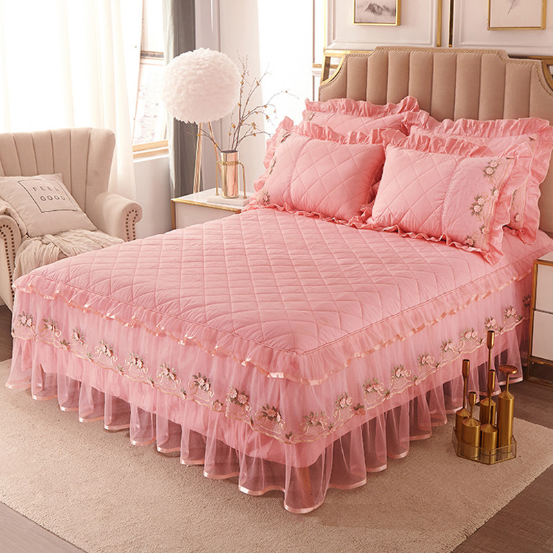 全棉床裙单件裙式蕾丝边席梦思夹棉保护套1.5/1.8m纯棉床罩三件套,床上用品,床裙,淘宝优惠券,粉丝福利购,淘宝优惠卷