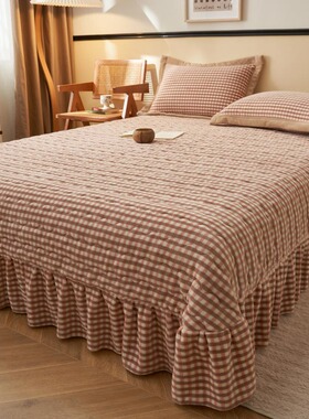 冬季保暖牛奶绒单件夹棉床盖简约风加绒加厚榻榻米铺盖床单三件套