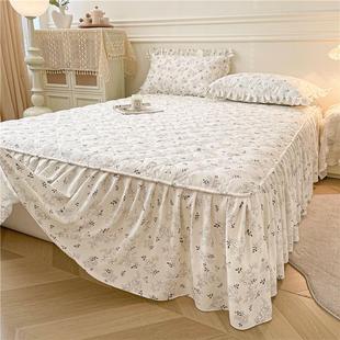 床裙款 A类针织棉床笠式 三件套田园风碎花夹棉单件防滑遮丑床罩套