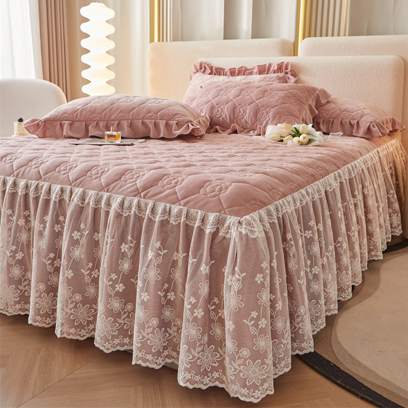 加厚婴儿绒床罩床裙款夹棉公主风花边床单保暖高级感床围裙罩冬季,床上用品,床裙,淘宝优惠券,粉丝福利购,淘宝优惠卷