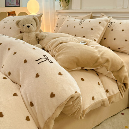 秋冬加厚牛奶绒被套单件150x200x230cm180x220双面珊瑚法兰绒保暖