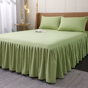 新款 床罩单件床围裙遮丑保护套用防尘罩三件套床套 纯色简约床裙式