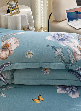 加厚纯棉磨毛印花枕套一对装4874cm枕头套家用单人枕皮信封枕芯套