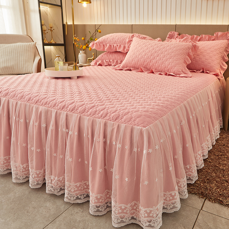 床裙夹棉加厚公主风花边床围裙罩