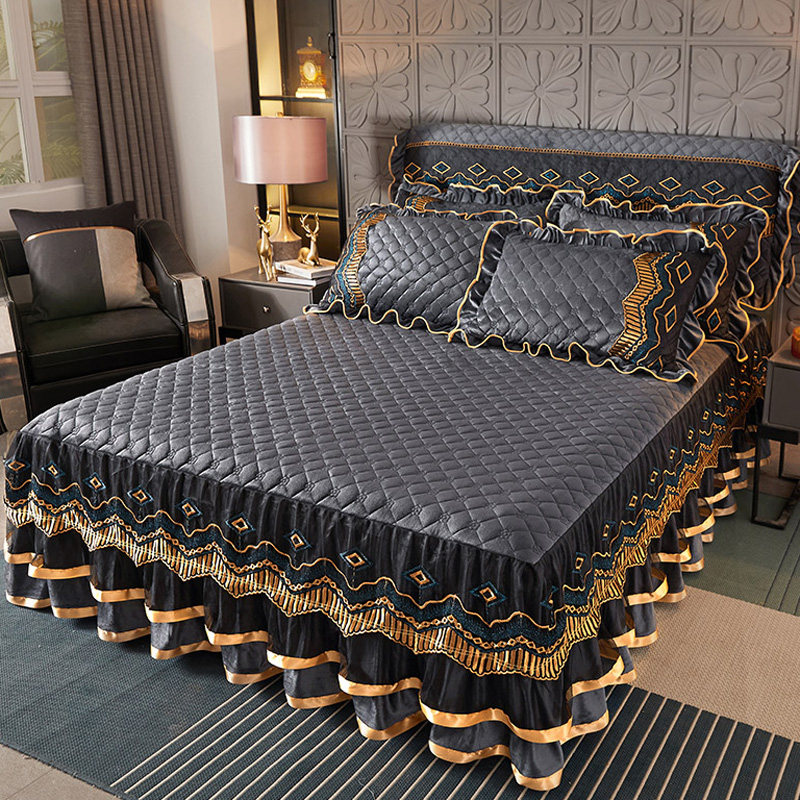 新款加厚水晶绒蕾丝床裙单件法兰绒秋冬保暖夹棉床罩1.5米1.8床套,床上用品,床裙,淘宝优惠券,粉丝福利购,淘宝优惠卷