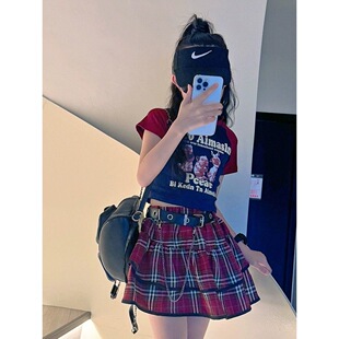女孩中大童夏季 女童夏装 新款 洋气套装 学院风jk格子短裙两件套时尚