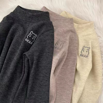 男女童秋冬2025新款儿童半高领保暖百搭上衣绵羊绒纯棉长袖打底衫