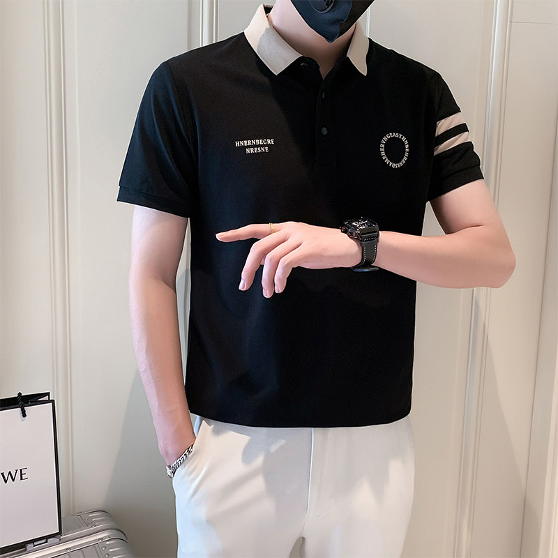 B338-T814-P48夏季男士休闲翻领短袖T恤小伙风简约痞帅polo衫男,男装Polo衫,电商B338