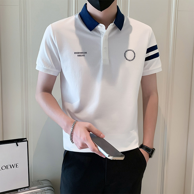 B338-T814-P48夏季男士休闲翻领短袖T恤小伙风简约痞帅polo衫男,男装Polo衫,电商B338