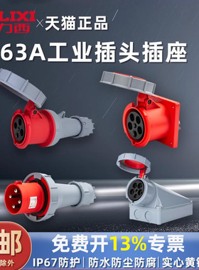 德力西63A航空插头插座3工业三相380v防水IP67大功率5连接器三芯4