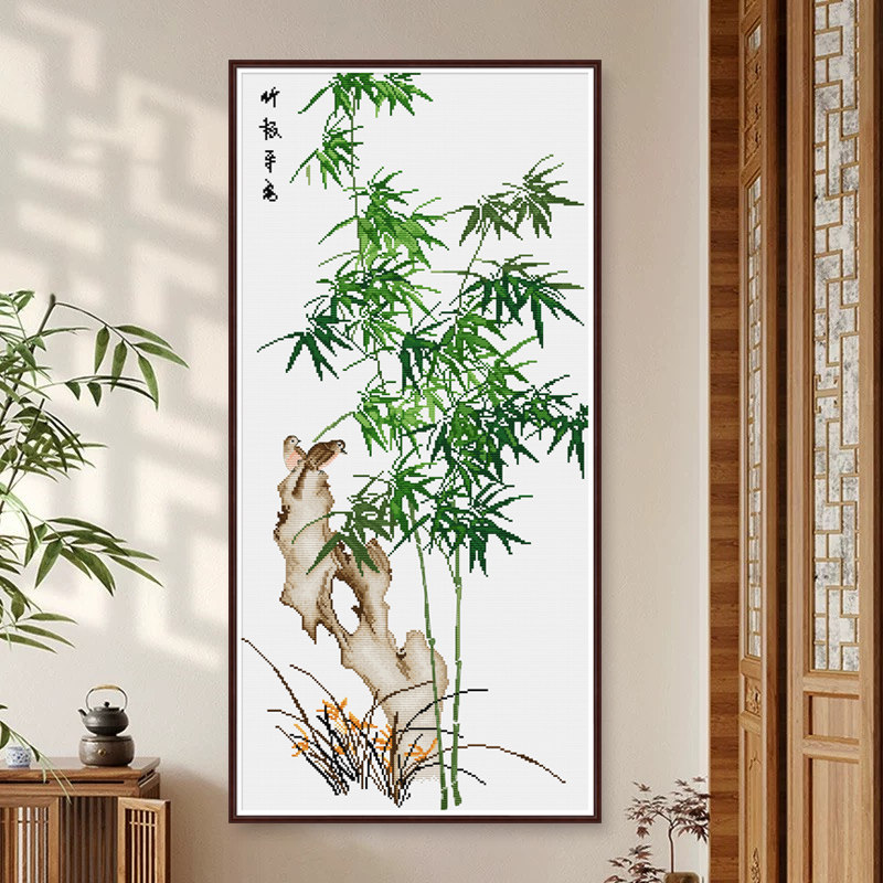 竹报平安十字绣春天2026年新款线秀客厅中式现代简约大气手工刺绣,居家布艺,十字绣套件,淘宝优惠券,粉丝福利购,淘宝优惠卷